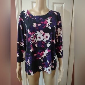 M collection women's size large floral blouse shirt top